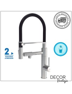 Grifo monomando de fregadero para osmosis cromo. Modelo Curve negro.