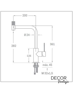 Grifo monomando de fregadero para osmosis cromo. Modelo Mando en Caño Recto. 2