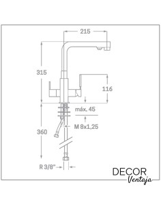 Grifo monomando de fregadero para osmosis cromo. Modelo Doble maneta. 2
