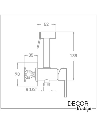 Grifo sustitutivo de bidé cromo. Modelo Square. Medidas y cotas