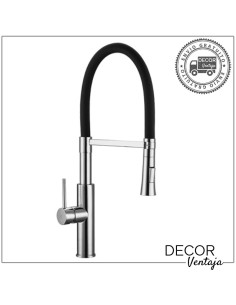 Grifo monomando de fregadero cromo. Modelo Curve Negro.