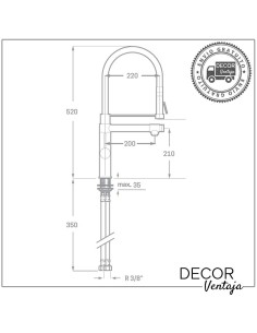 Grifo monomando de fregadero cromo. Modelo Super Curve Blanco. 2