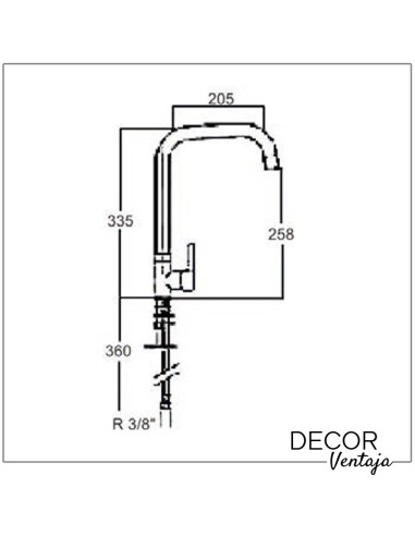 Grifo monomando de fregadero blanco. Modelo Rodas Negro. Cotas