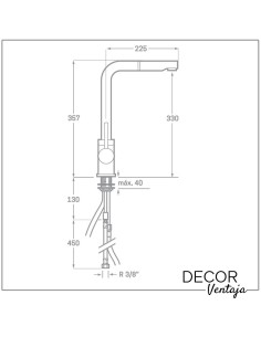 Grifo monomando de fregadero cromo extraíble. Modelo Marbella. 2