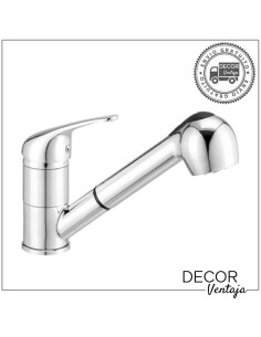 Grifo monomando para fregadero cromo extraíble con dos posiciones.