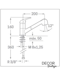 Grifo monomando para fregadero cromo extraíble con dos posiciones. 2