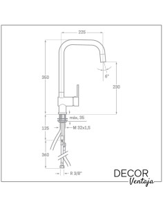 Grifo monomando de fregadero cromo extraíble. Modelo Vera. 2