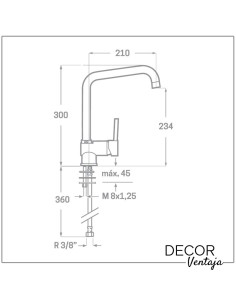 Grifo monomando de fregadero cromo. Modelo Vera tubo recto. 2