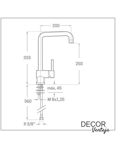 Grifo monomando para fregadero cromo. Grifo mod. Barros tubo recto