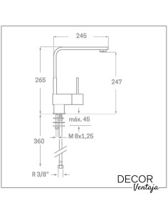 Grifo monomando de fregadero cromo. Modelo Plano recto. 2