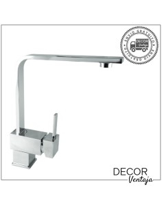 Grifo monomando de fregadero cromo. Modelo Plano recto.