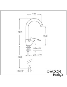 Grifo monomando de fregadero cromo. Modelo Extremadura Cisne. 2