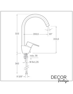 Grifo monomando de fregadero cromo. Modelo Baleares Cisne. 2