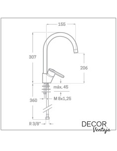 Grifo monomando de fregadero cromo. Modelo Melilla Cisne. 2