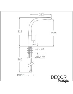 Grifo monomando de fregadero cromo. Modelo Rioja Cisne. 2