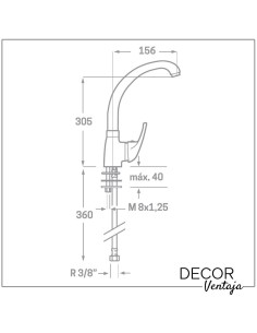Grifo monomando de fregadero cromo. Modelo Murcia caño fundido. 2