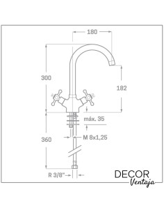 Grifo bimando de fregadero cromo. Modelo Canarias cisne. 2