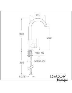 Grifo monomando de fregadero cromo. Modelo Baleares Cisne. 2