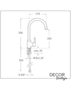 Grifo monomando de fregadero cromo. Modelo Tubular Cisne. 2