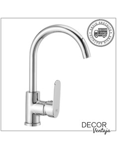 Grifo monomando de fregadero cromo. Modelo Tubular Cisne.