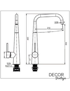 Grifo monomando de fregadero cromo. Modelo Cónico tubo recto. 2
