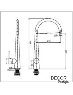 Grifo monomando de fregadero cromo. Modelo Cónico cisne. 2