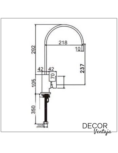 Grifo monomando de fregadero cromo. Modelo Cubo cisne. Cotas